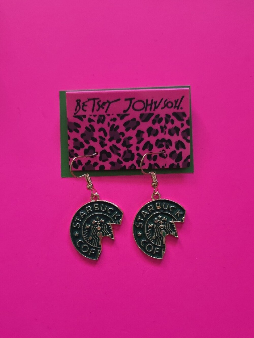 NWOT: Betsey Johnson x Starbucks Earrings & Starbucks Bear Bagcharm Set - Picture 2 of 7